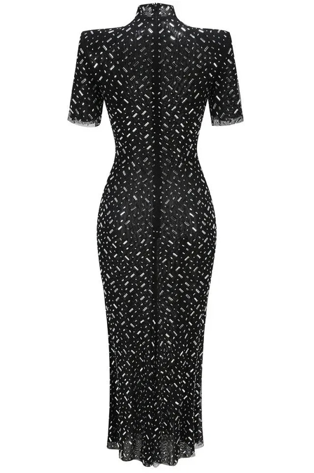 Sequined mesh midi dress - View 7 | TEVQA