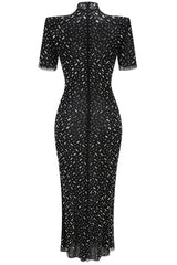 Square Rhinestone Mesh Midi Dress | Dress In Beauty