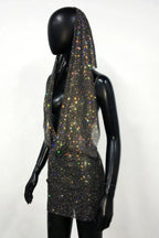 Sparkling Embellished V-Neck Mini Dress - View 8 | TEVQA