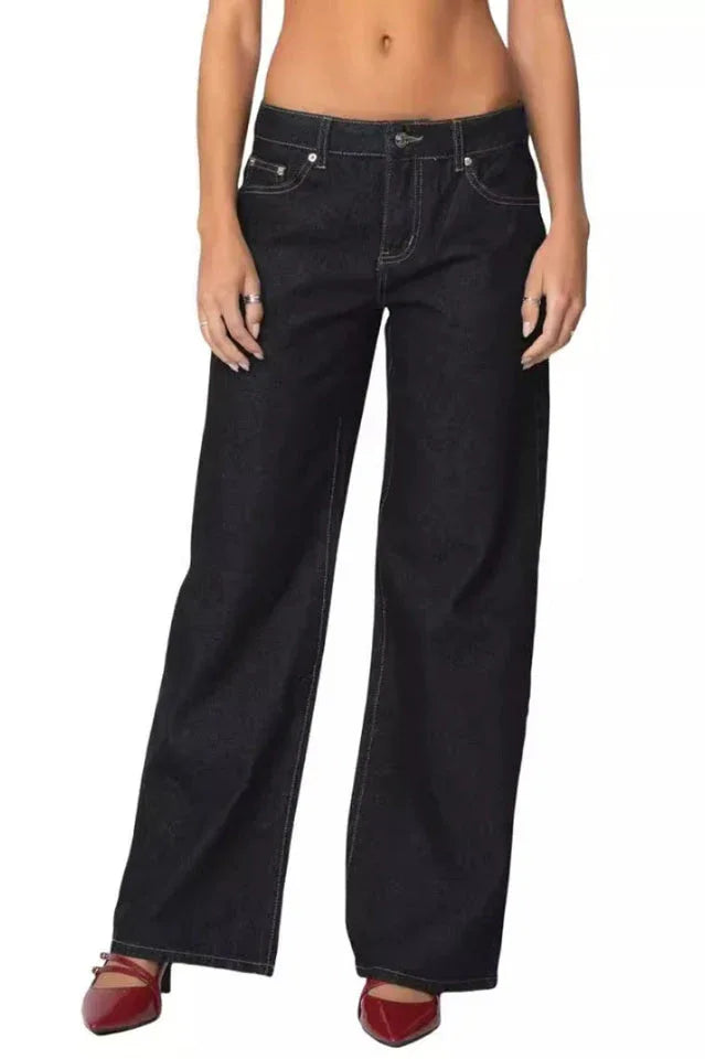 Striped wide leg denim jeans - View 13 | TEVQA