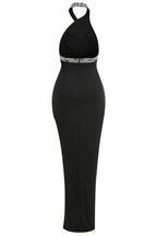 Formal Halter Neck Gown with Open Back - View 8 | TEVQA