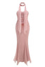 Cassandra mermaid evening gown with halter neckline - View 6 | TEVQA