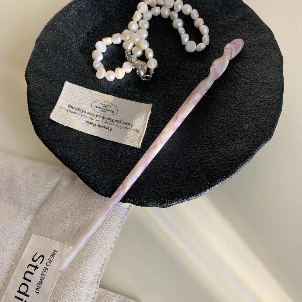 French Design Twist Acetate Hair Stick (6.9 Inch) - TEVQA