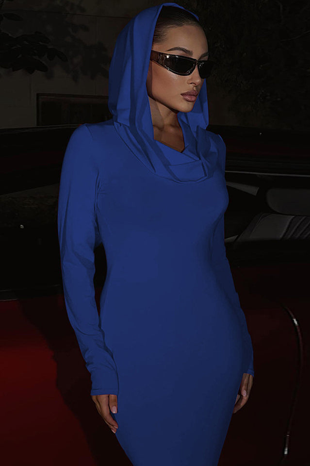Solid Hooded Bodycon Maxi Dress | Dress In Beauty