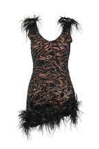 Sequin Feather Embellished Mini Dress - View 7 | TEVQA