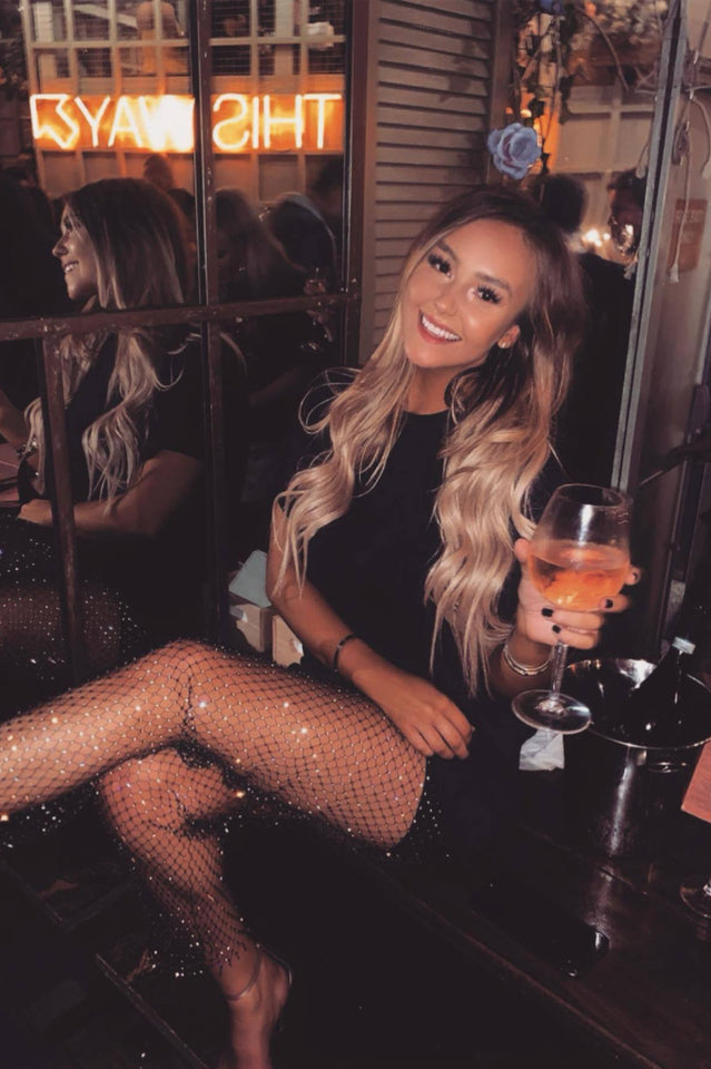 Fish Net Slit Rhinestone Pants | Dress In Beauty