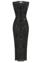 Embellished rhinestone mesh maxi gown with waist cutout - View 6 | TEVQA