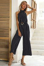 Polka Dot Wide Leg Jumpsuit - View 11 | TEVQA