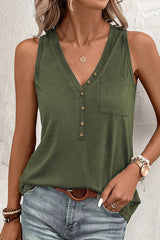 Buttoned Deep V Tank | Dress In Beauty