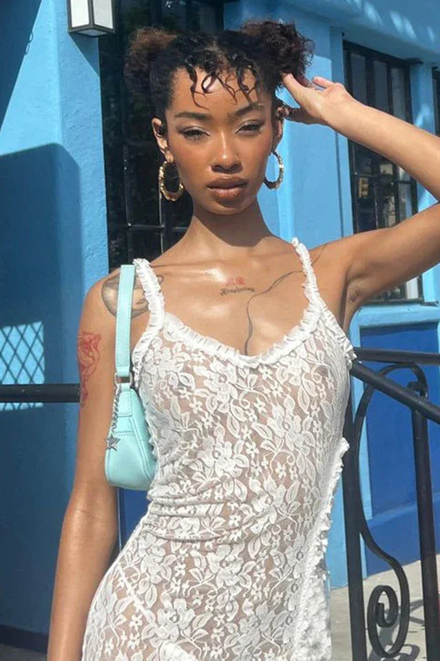 White Lace Maxi Dress - View 16 | TEVQA