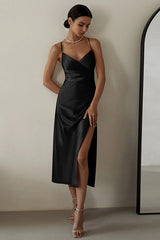 Ruched Trim High Split Cami Midi Dress | Dress In Beauty