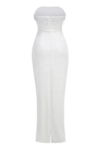 Pearl Embellished Strapless Evening Gown - View 6 | TEVQA