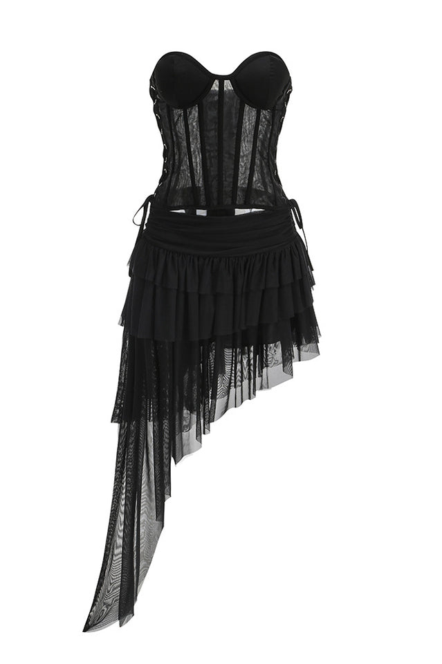 Corset Top & Irregular Mesh Skirt | Dress In Beauty