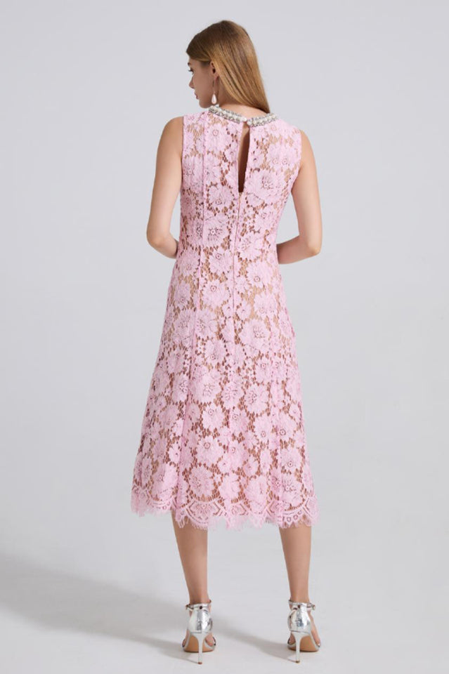 Ariana Floral Lace Sleeveless Midi Dress | Dress In Beauty