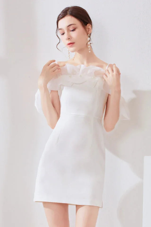 Tori Off Shoulder Mini Dress - TEVQA Secondary image