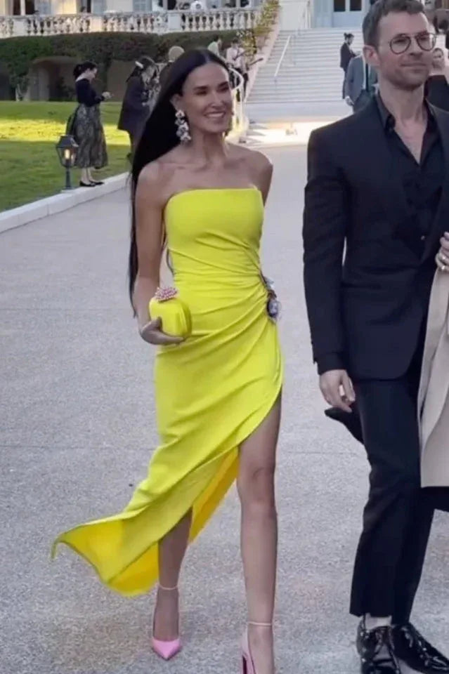 Floral Strapless Evening Gown - View 11 | TEVQA