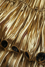Tiered Halter Neck Metallic Gold Lamé Dress - View 6 | TEVQA