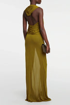 Ruched Maxi Dress with Headscarf - View 10 | TEVQA