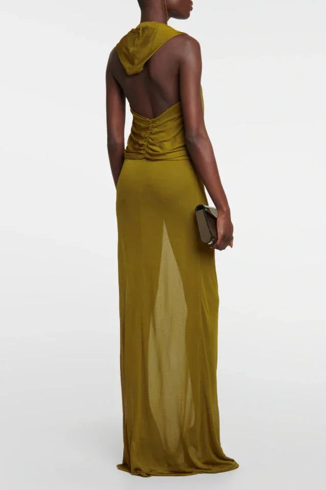 Ruched Maxi Dress with Headscarf - View 10 | TEVQA