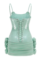 Sequin floral draped corset dress - View 9 | TEVQA