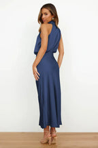 Satin Halter Neck Midi Dress - View 53 | TEVQA