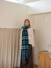 Acubi Style Blue & Teal Plaid Scarf