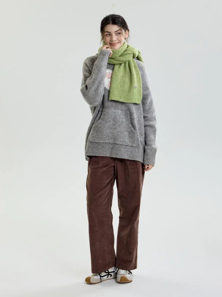Y2K Star Accent Ribbed Knit Scarf - TEVQA
