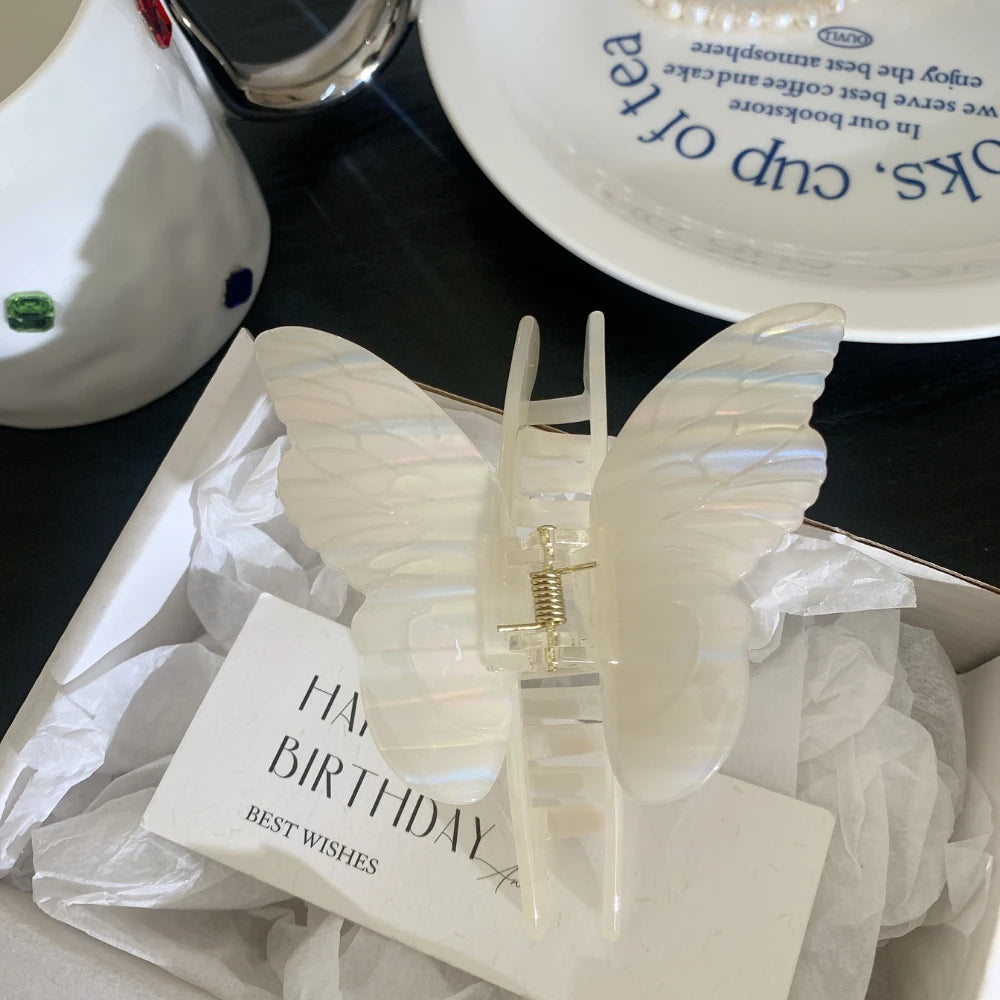Ethereal Butterfly Acetate Hair Claw Clip - 4 Inch Fairycore Wing Clip