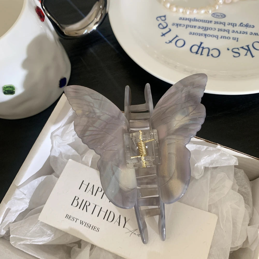 Ethereal Butterfly Acetate Hair Claw Clip - 4 Inch Fairycore Wing Clip