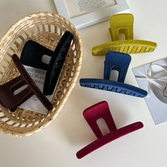 Velvet Touch Rectangular Hair Claw Clip - 4.1 Inch Minimalist Autumn Accessory - TEVQA