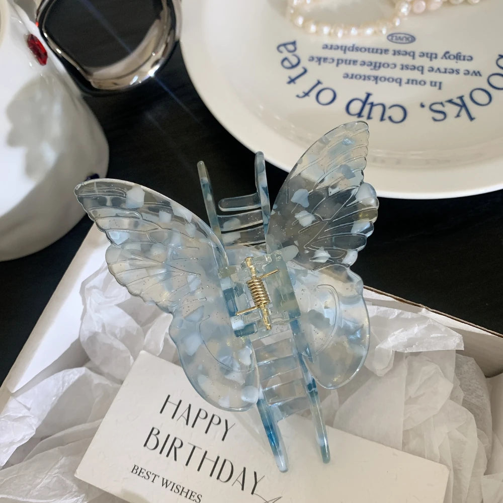 Ethereal Butterfly Acetate Hair Claw Clip - 4 Inch Fairycore Wing Clip