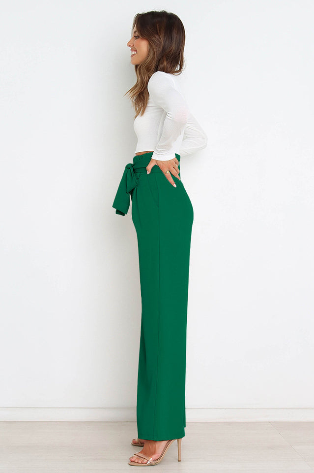 High Waist Belted Straight Leg Pants | Dress In Beauty