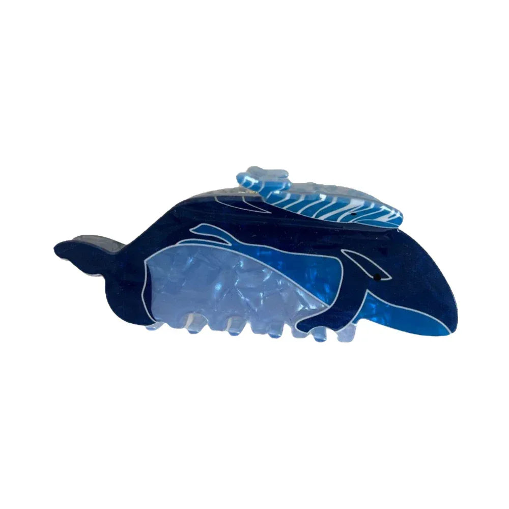 Blue acrylic whale hair claw clip Main image