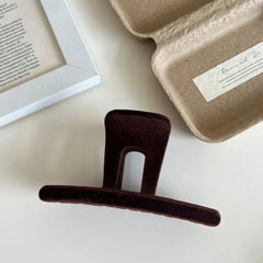 Velvet Touch Rectangular Hair Claw Clip - 4.1 Inch Minimalist Autumn Accessory - TEVQA