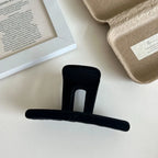 Velvet Touch Rectangular Hair Claw Clip - 4.1 Inch Minimalist Autumn Accessory - TEVQA