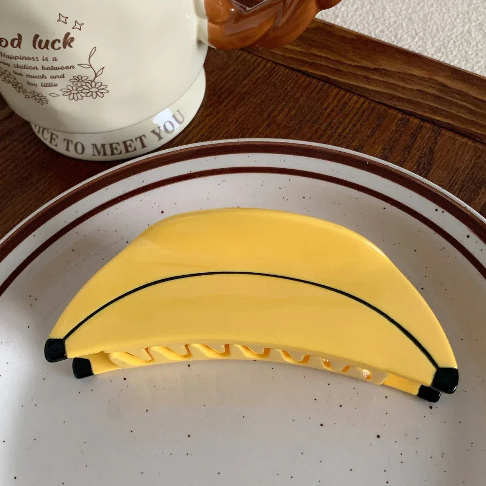 Yellow banana shaped hair claw clip - View 6 | TEVQA