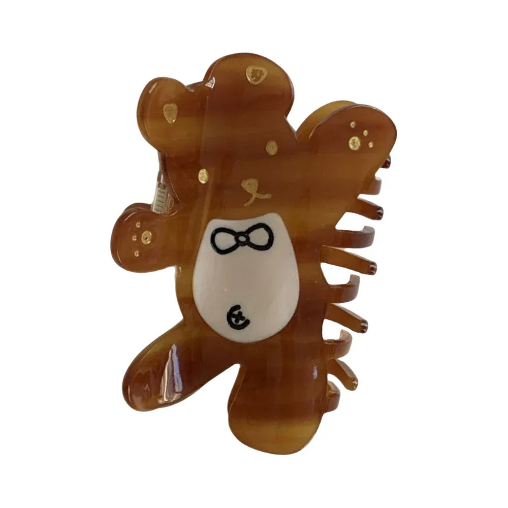 translucent brown bear claw hair clip