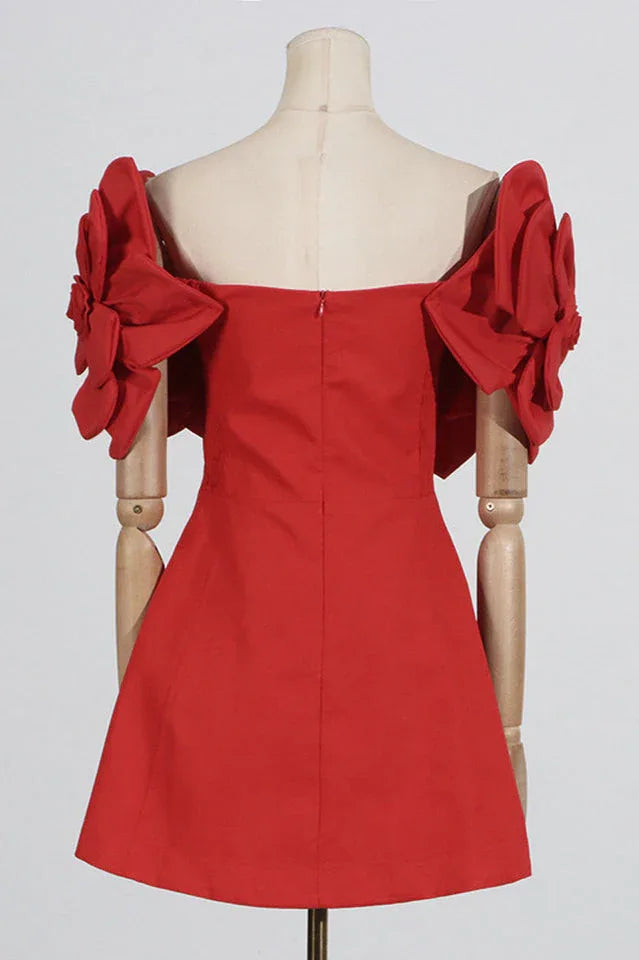 Chabela Flower Off-Shoulder Mini Dress - View 9 | TEVQA