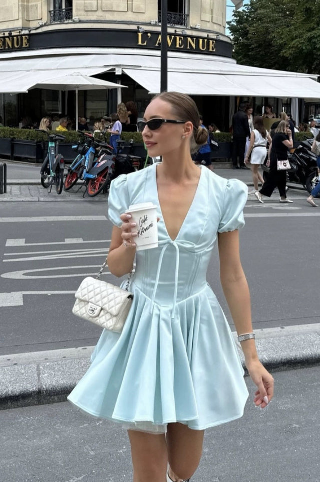 Imani Delicate Satin Pleated Mini Dress | Dress In Beauty