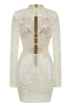 Long Sleeve Embellished Evening Dress - View 7 | TEVQA