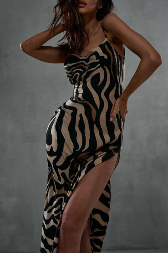 Smooth Zebra Print Backless Dress | Dress In Beauty