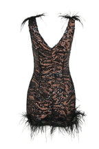 Sequin Feather Embellished Mini Dress - View 8 | TEVQA