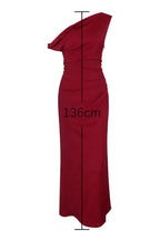 One-shoulder satin maxi dress with draped bodice - View 7 | TEVQA