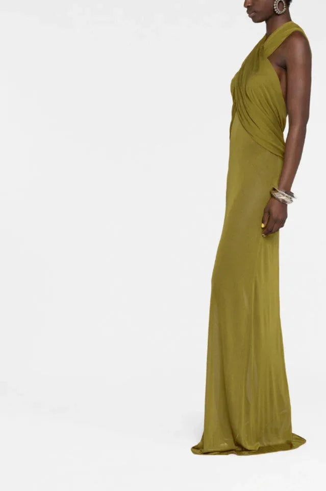 Ruched Maxi Dress with Headscarf - View 11 | TEVQA