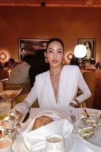 White long sleeve maxi dress with cowl neck - View 8 | TEVQA