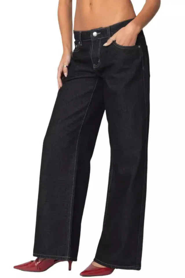 Striped wide leg denim jeans - View 14 | TEVQA