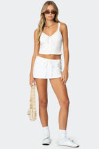 Lace Trim Cropped Tank Top - View 9 | TEVQA
