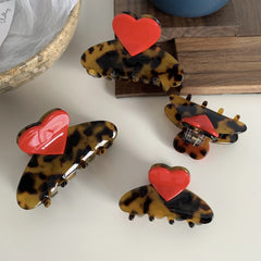Acetate Heart Claw Clip in Tortoise Shell (4 Inch)