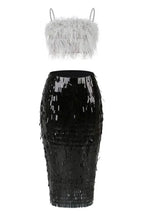 Aleyna Feather Top + Sequin Skirt Set - TEVQA