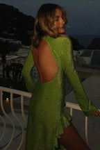 Metallic Knit Fit and Flare Dress - View 8 | TEVQA